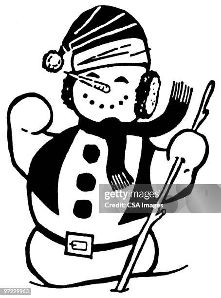 snowman - ear muffs stock illustrations