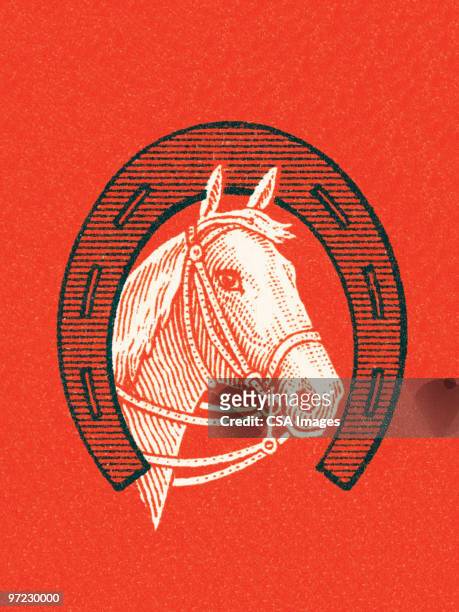 bildbanksillustrationer, clip art samt tecknat material och ikoner med horse - hästsko