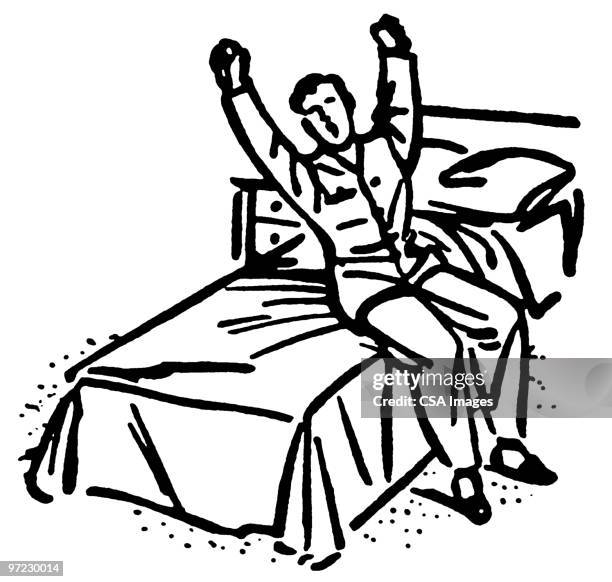 stretch - man in pyjamas stock illustrations