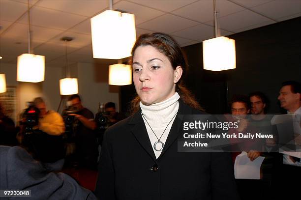 Andrea Mackris, a Fox News channel producer, in her lawyers' Third Ave. Office. Mackris has sued her boss, Bill O'Reilly, alleging he had phone sex...