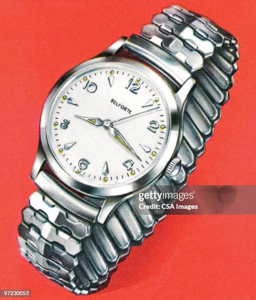 ilustraciones, imágenes clip art, dibujos animados e iconos de stock de men's watch - reloj de pulsera