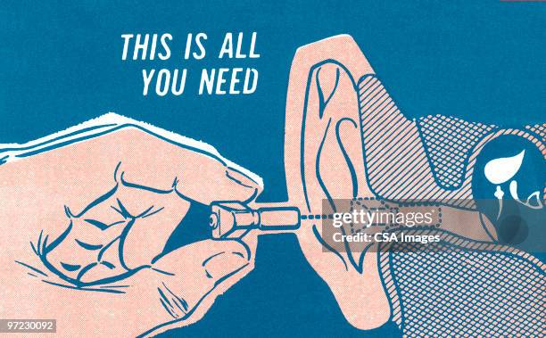 ear: this is all you need - hörgerät stock-grafiken, -clipart, -cartoons und -symbole