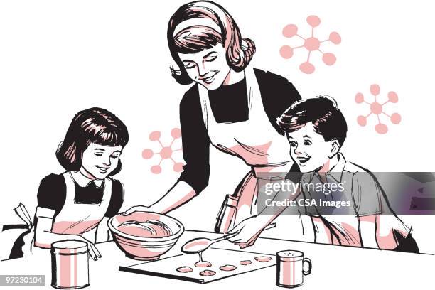 baking - stereotypical homemaker stock illustrations