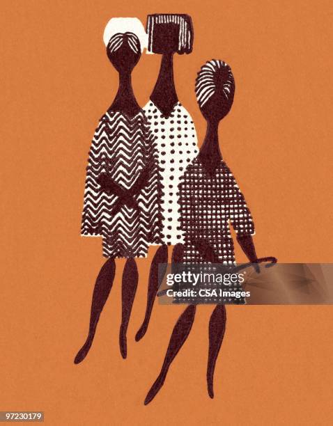 three women - catwalk stock illustrations