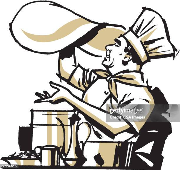 chef - throwing food stock illustrations