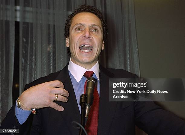 Andrew Cuomo addresses a gathering of supporters at the Kenneth Cole store on Fifth Ave. Cuomo, housing and urban development secretary in the...