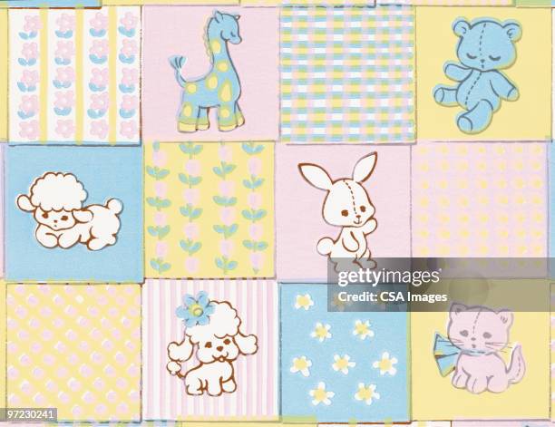 baby animals pattern - blanket background stock illustrations