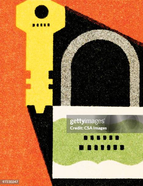 lock and key - unlocking concept stock illustrations