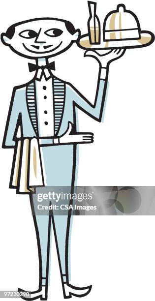 waiter - smiling waiter stock illustrations