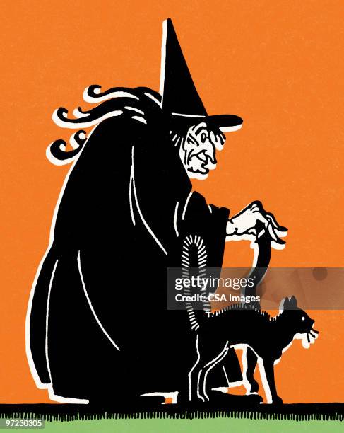 witch - witches cat stock illustrations