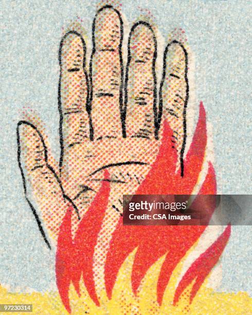 hand on fire - fire stock illustrations