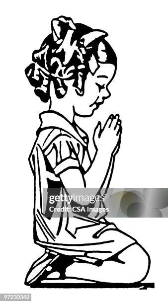 praying - kid grabbing stock illustrations