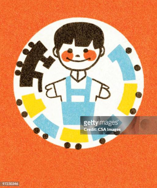 boy with trains - railway track stock illustrations