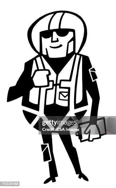 pilot - skydiving plane stock illustrations