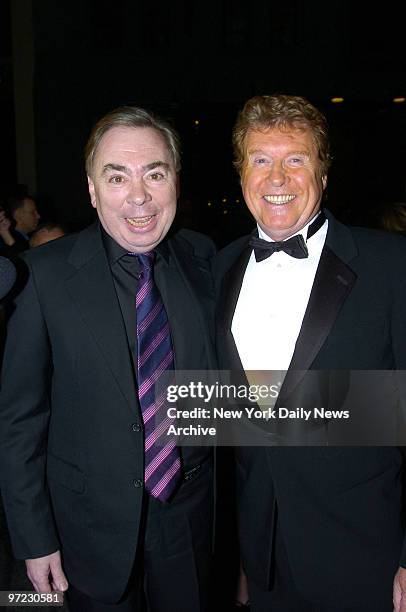 Andrew Lloyd Webber and Michael Crawford get together to celebrate the 7,486th performance of "The Phantom of the Opera" at the Majestic Theater,...