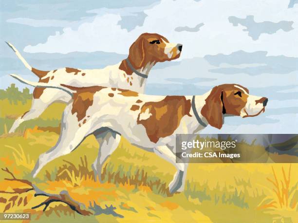 two dogs - riechen stock-grafiken, -clipart, -cartoons und -symbole