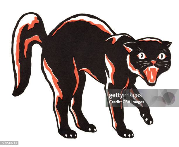 black cat - cat tail stock illustrations