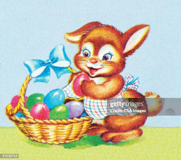 easter bunny - basket texture stock illustrations