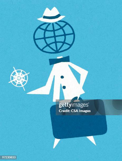 globe man - luggage stock illustrations