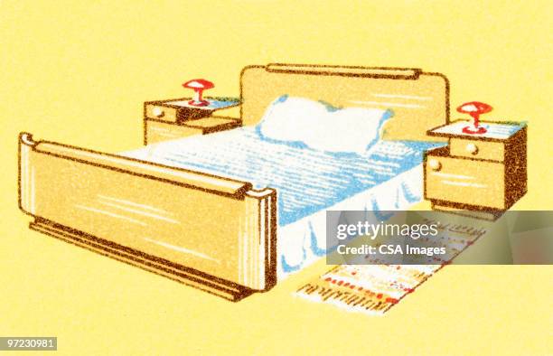 ilustraciones, imágenes clip art, dibujos animados e iconos de stock de bedroom set - cama