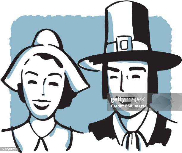 pilgrims - pilgrim man stock illustrations