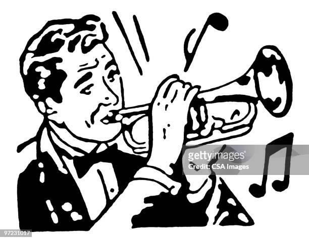 trumpeter - notation stock illustrations