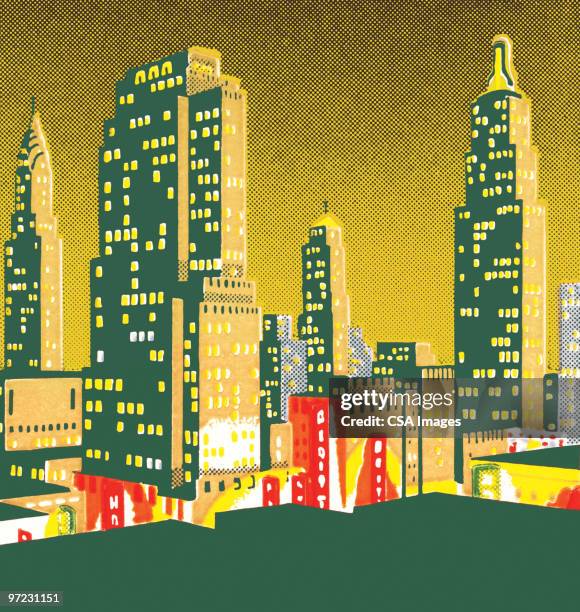 city view at night - city stock illustrations