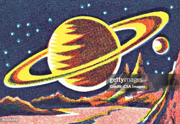 space explorer - saturn stock illustrations