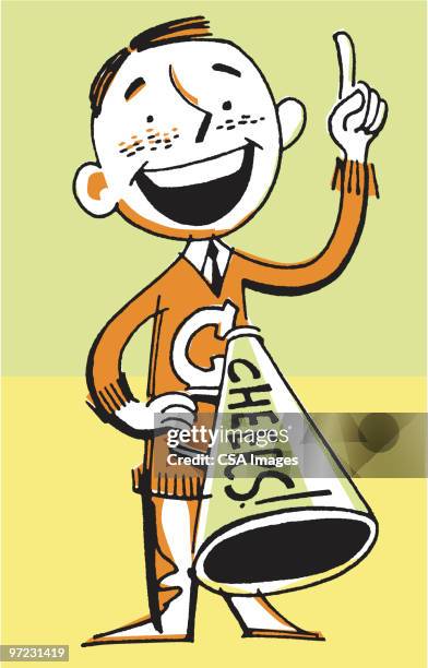 cheers! - cheerleader megaphone stock illustrations