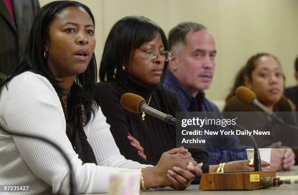 Angela and Crystal Cuffie, sisters of Kevin Richardson, are joined by Raymond and Joanna Santana , father and sister of Raymond Santana, Jr., at a...