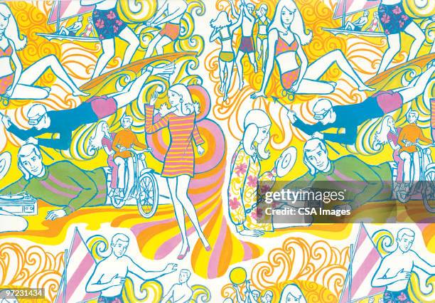 groovy pattern - 90s background stock illustrations