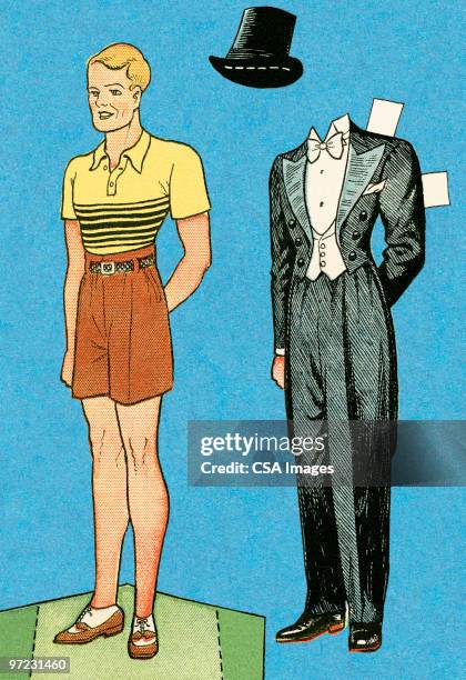 paper doll man - puppet stock illustrations