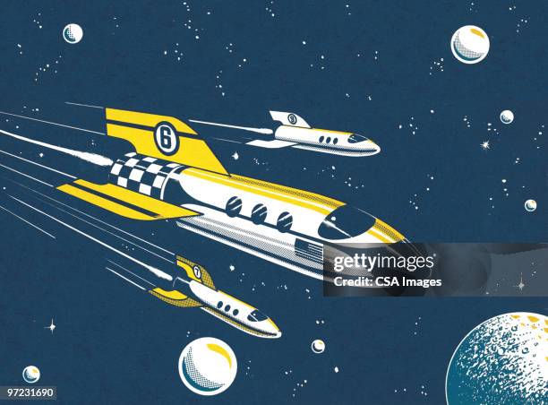 ilustraciones, imágenes clip art, dibujos animados e iconos de stock de spaceship - pop fly