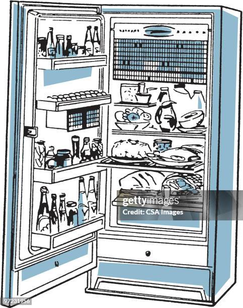 refrigerator - empty fridge stock illustrations