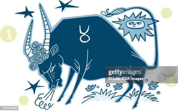 illustrazioni stock, clip art, cartoni animati e icone di tendenza di taurus - toro segno zodiacale