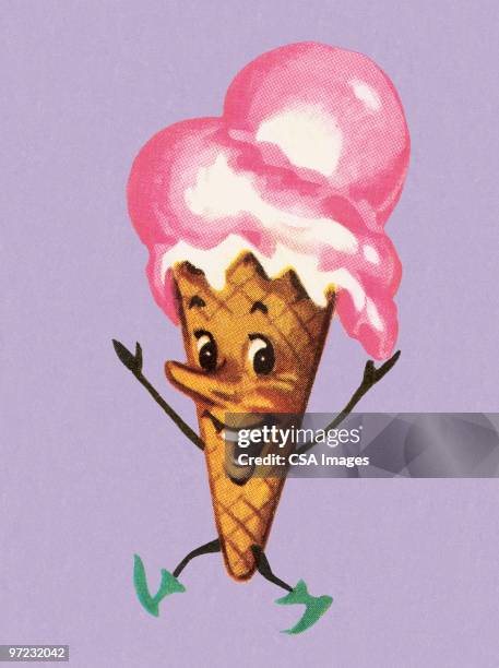 walking talking ice cream cone - ice cream cone stock illustrations