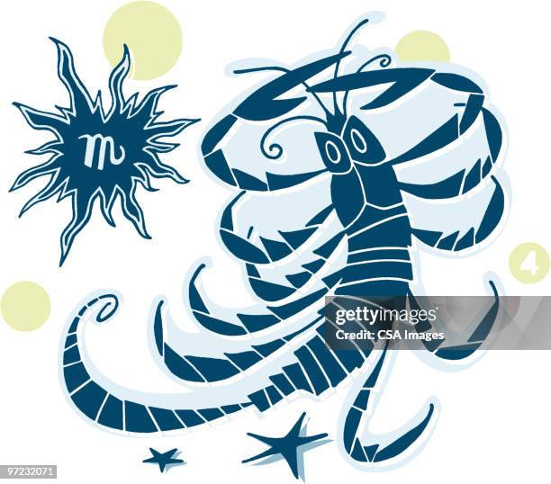 stockillustraties, clipart, cartoons en iconen met scorpio - schorpioen zodiac waterteken