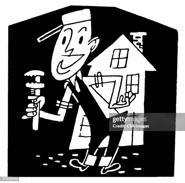 plumber - smiling plumbers stock illustrations