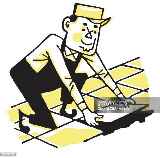 tile - installing flooring stock illustrations