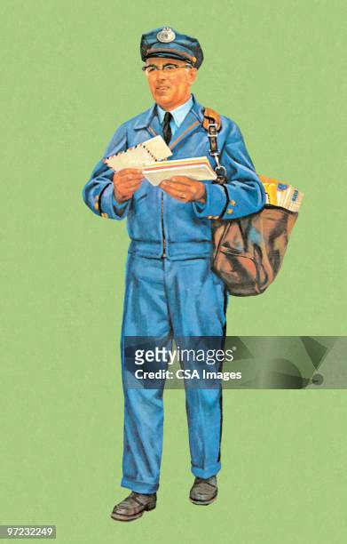 postman with letters - postal worker stock illustrations