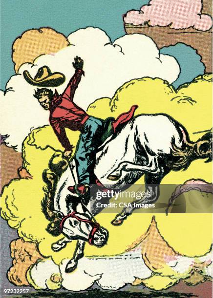 stockillustraties, clipart, cartoons en iconen met rearing hose and rider - rearing horse with rider