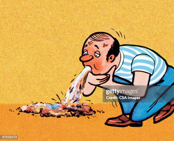 man vomiting - vomit stock illustrations