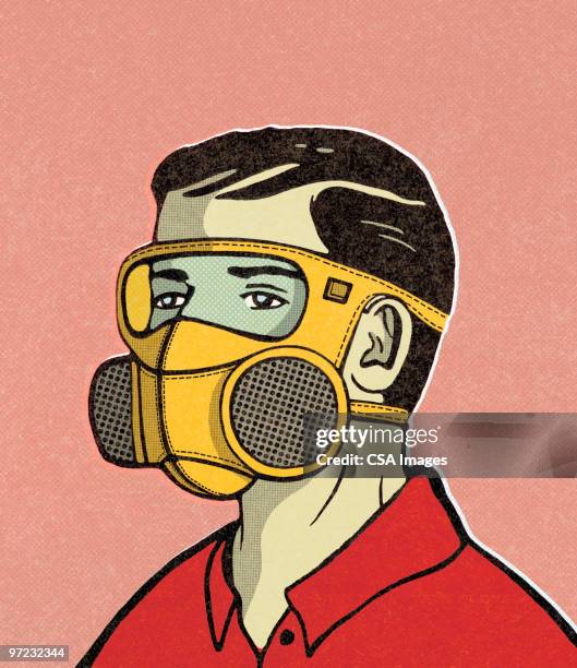 ilustraciones, imágenes clip art, dibujos animados e iconos de stock de gas masks - cabeza humana
