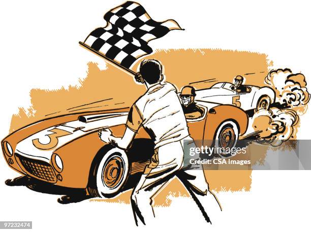 race - vintage race car stock illustrations