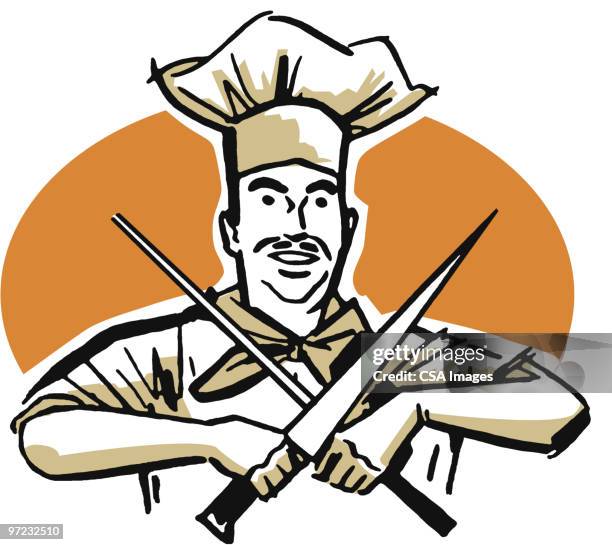 chef - chef knives stock illustrations