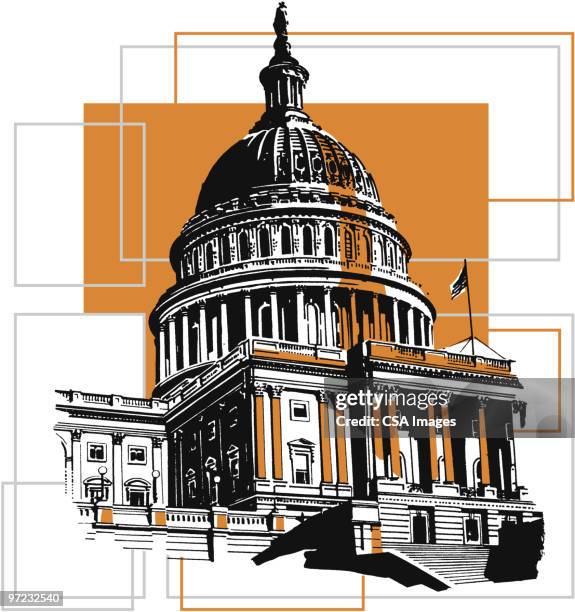 stockillustraties, clipart, cartoons en iconen met capitol - capitool gebouw washington dc