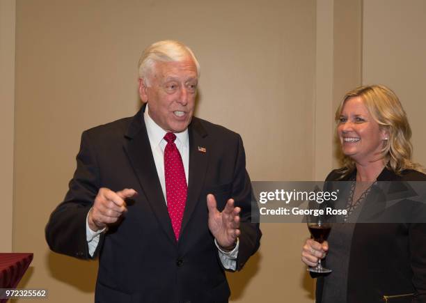 Congressman Steny Hoyer shares a joke with Sonoma County Winegrowers President Karissa Kruse during a Congressional Wine Caucus event at the Capitol...