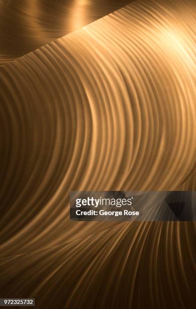 Brushed metal wall decoration at the J.W. Marriott Hotel is viewed on June 6, 2018 in Washington, D.C. The nation's capital, the sixth largest...