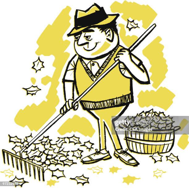 Guy Raking Logo Guy Raking Leaves High Res Illustrations - Getty Images