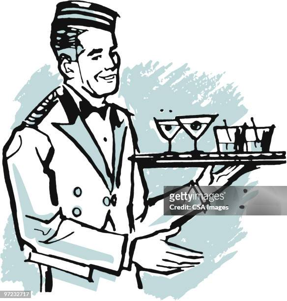 waiter - butler stock illustrations